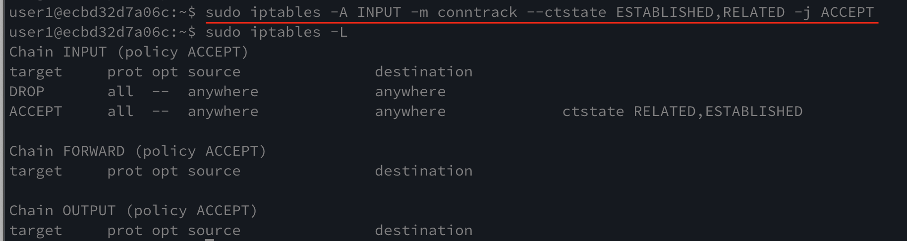 inserting iptables rule