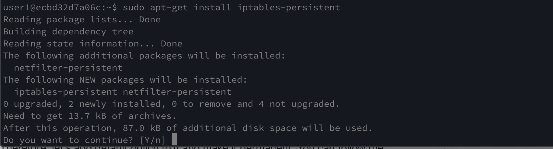 installing iptables-persistent linux