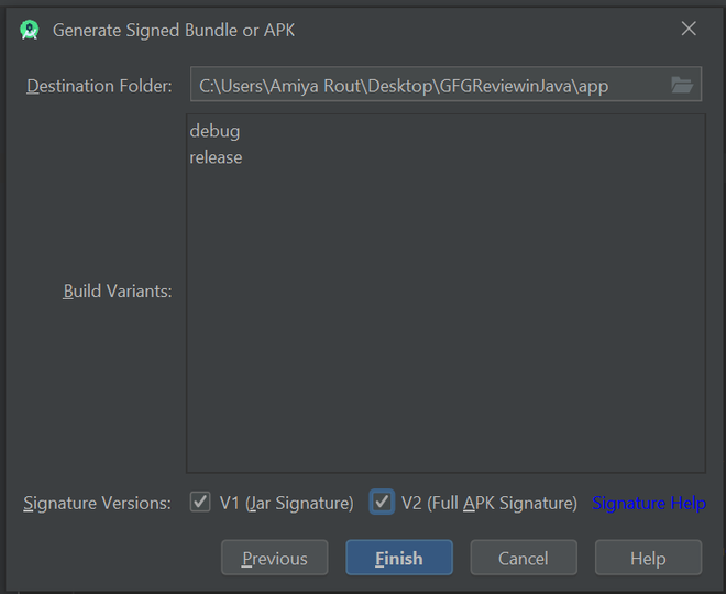 How to Generate Signed Apk in Android Studio? - GeeksforGeeks