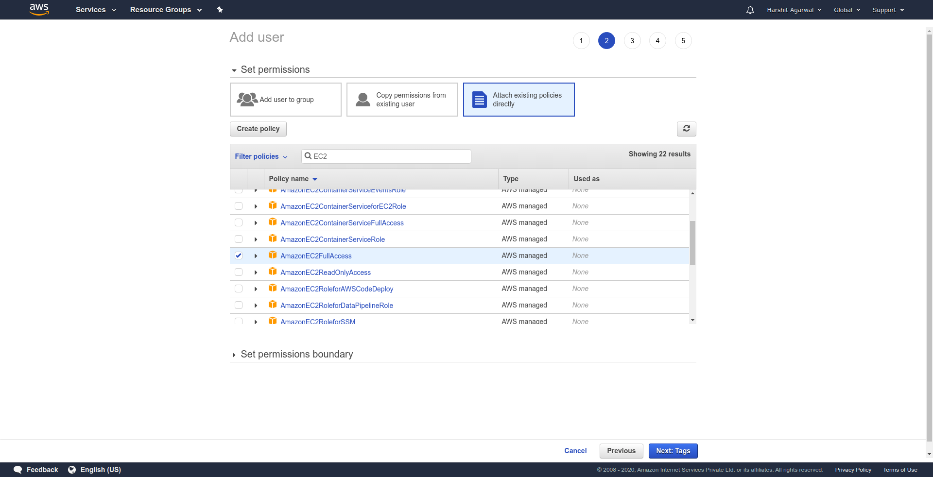 EC2 permissions