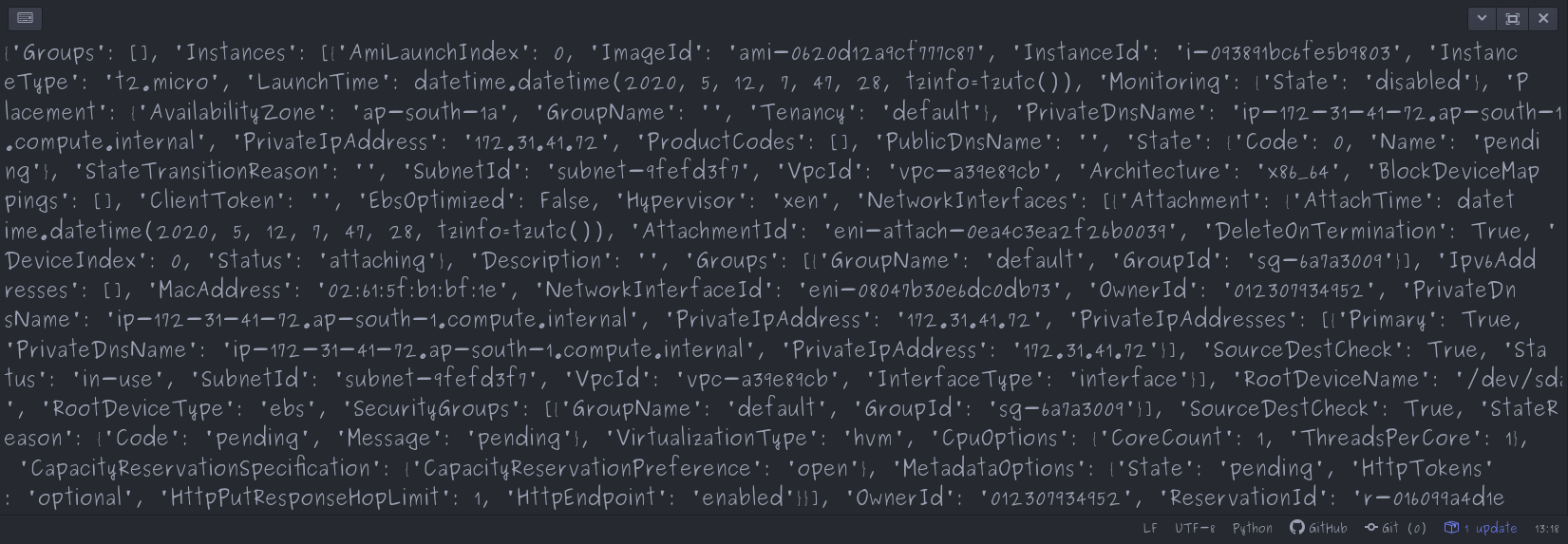 EC2 instance launch through cmd