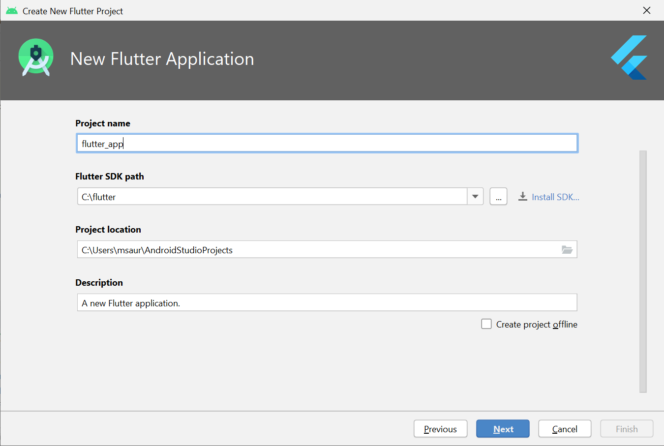 Установка flutter android studio