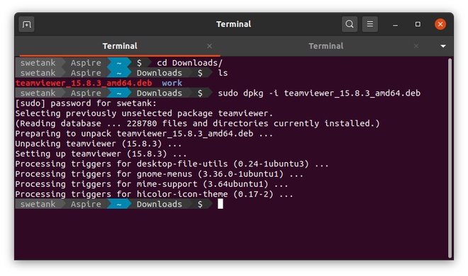 install teamviewer ubuntu command line