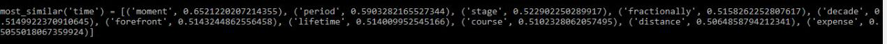 Output - similar words to 'time'
