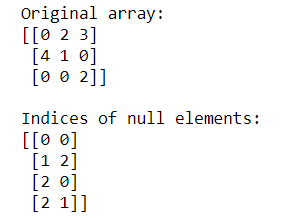 Find indices of elements equal to zero in a NumPy array