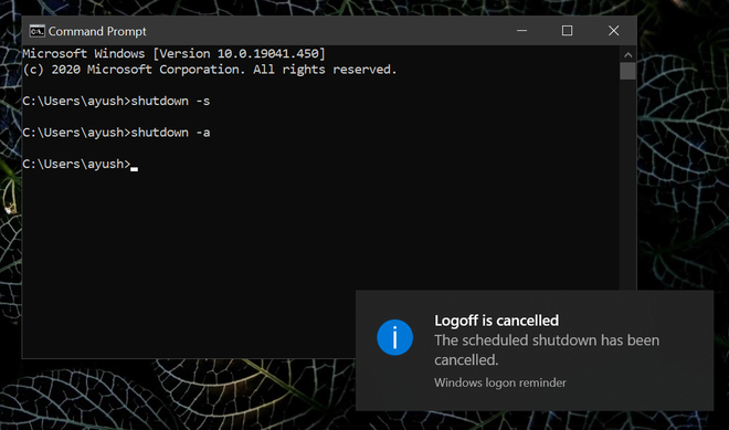 restart computer from command prompt windows 10