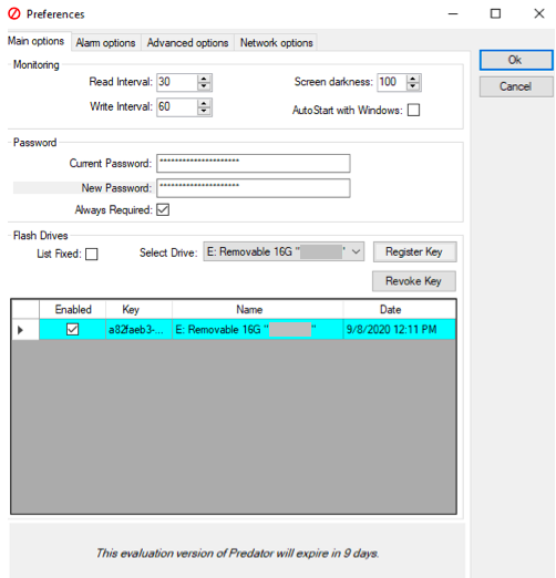 disk password protection registration key