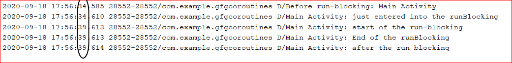 Log output