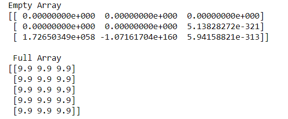 Create a Full Numpy Array