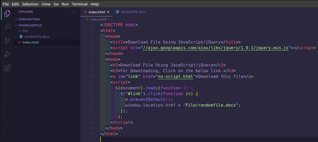 How To Download File Using Javascript/Jquery ? - Geeksforgeeks