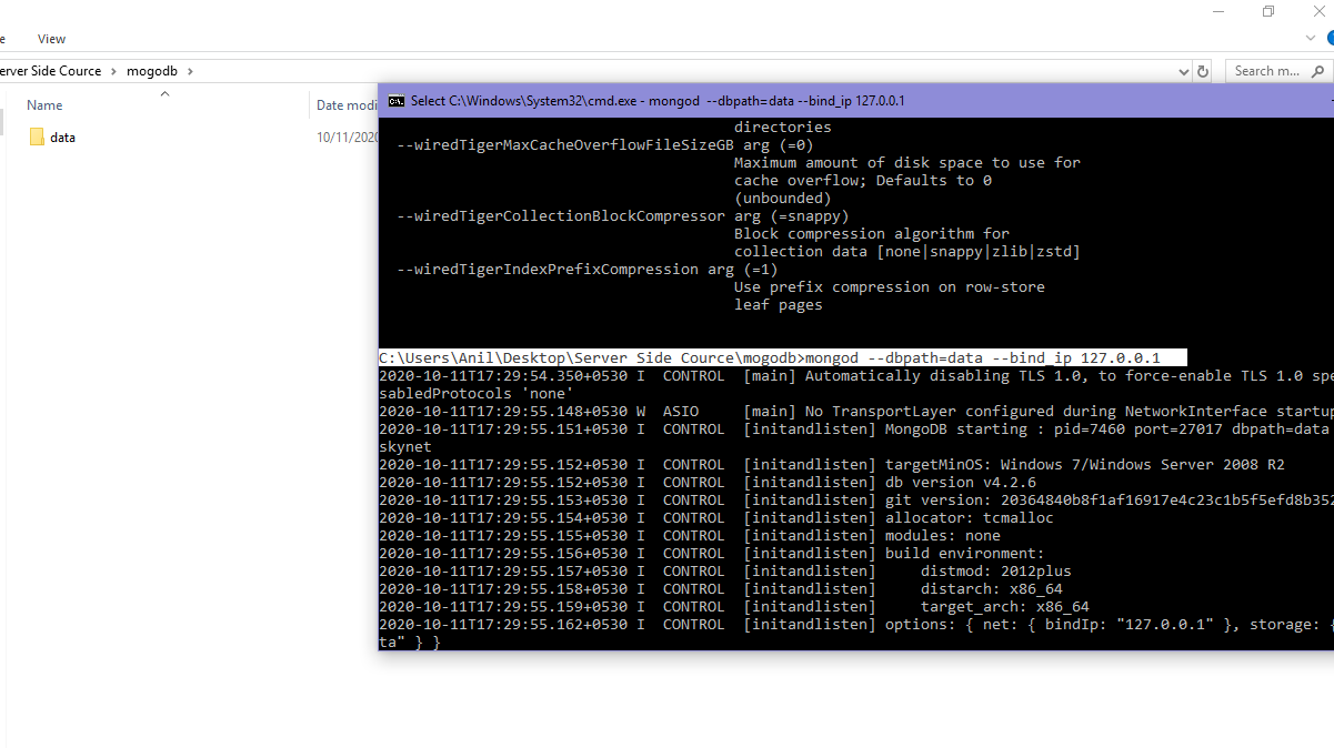 where is database stored mysql node js windows