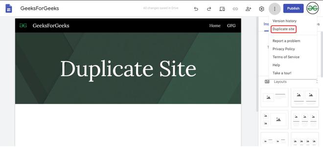 How To Copy A Site In New Google Sites Geeksforgeeks