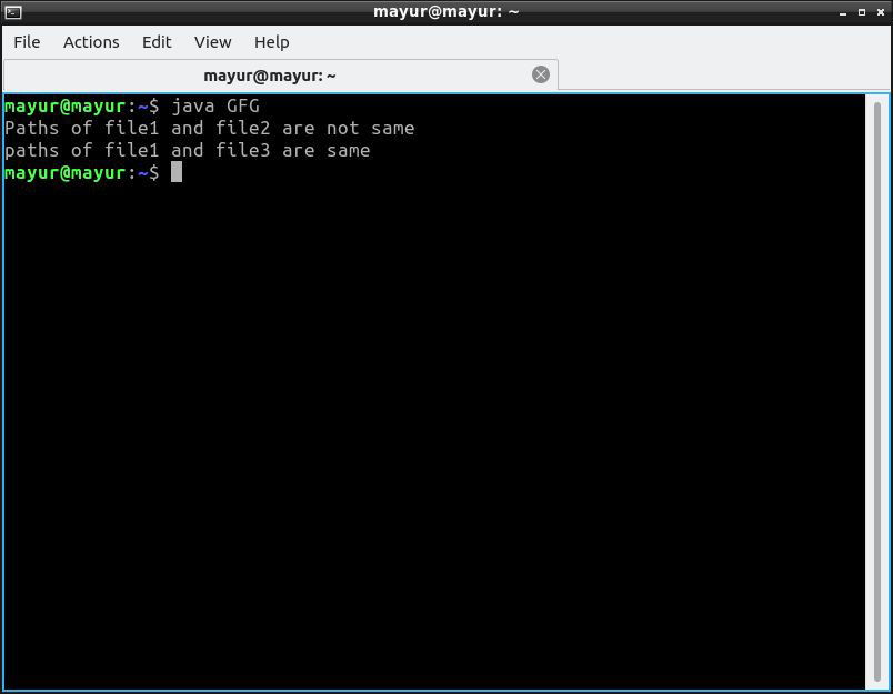 Comparing Path of Two Files in Java