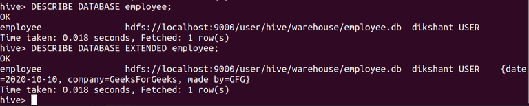 Apache HIVE - Database Options - GeeksforGeeks