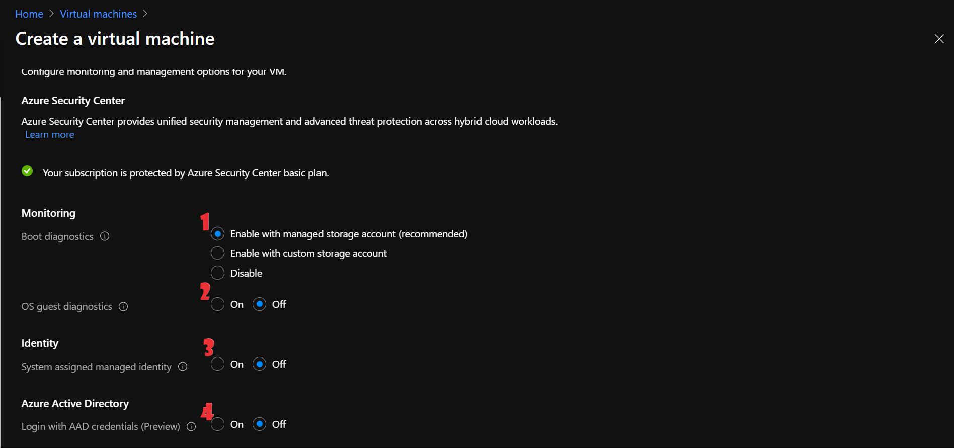 Configure monitoring & management details required for the virtual machine. (1)