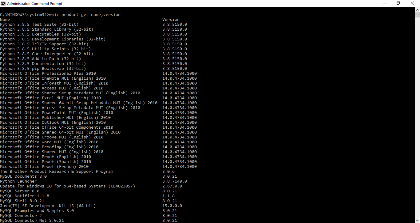 wmic product export systemname and product