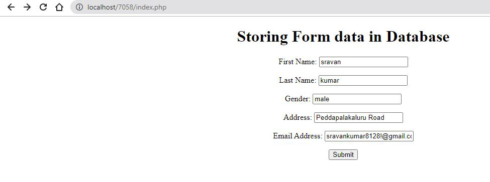 How To Insert Form Data Into Database Using Php Geeksforgeeks 9035