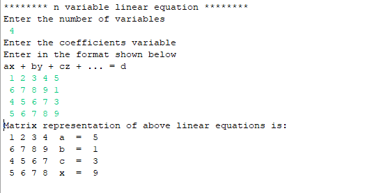 Java Program To Represent Linear Equations In Matrix Form - Geeksforgeeks