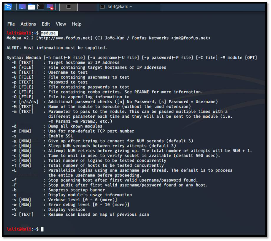 Password Cracking with Medusa in GeeksforGeeks