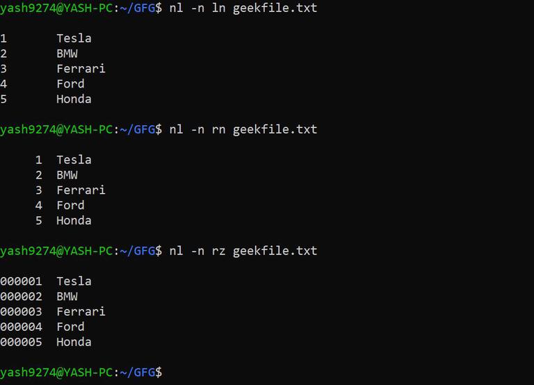 nl command in Linux with Examples - GeeksforGeeks