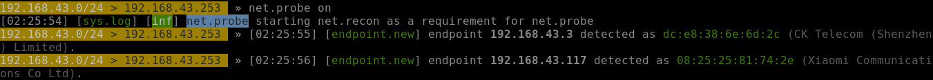 net.probe on in bettercap