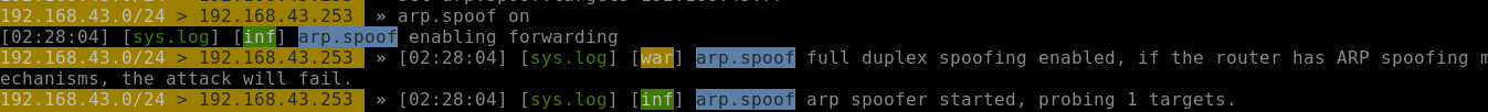 Start the ARP spoofer 