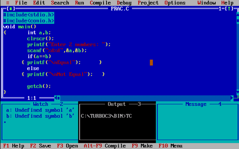 Debugging in Turbo C++ - GeeksforGeeks