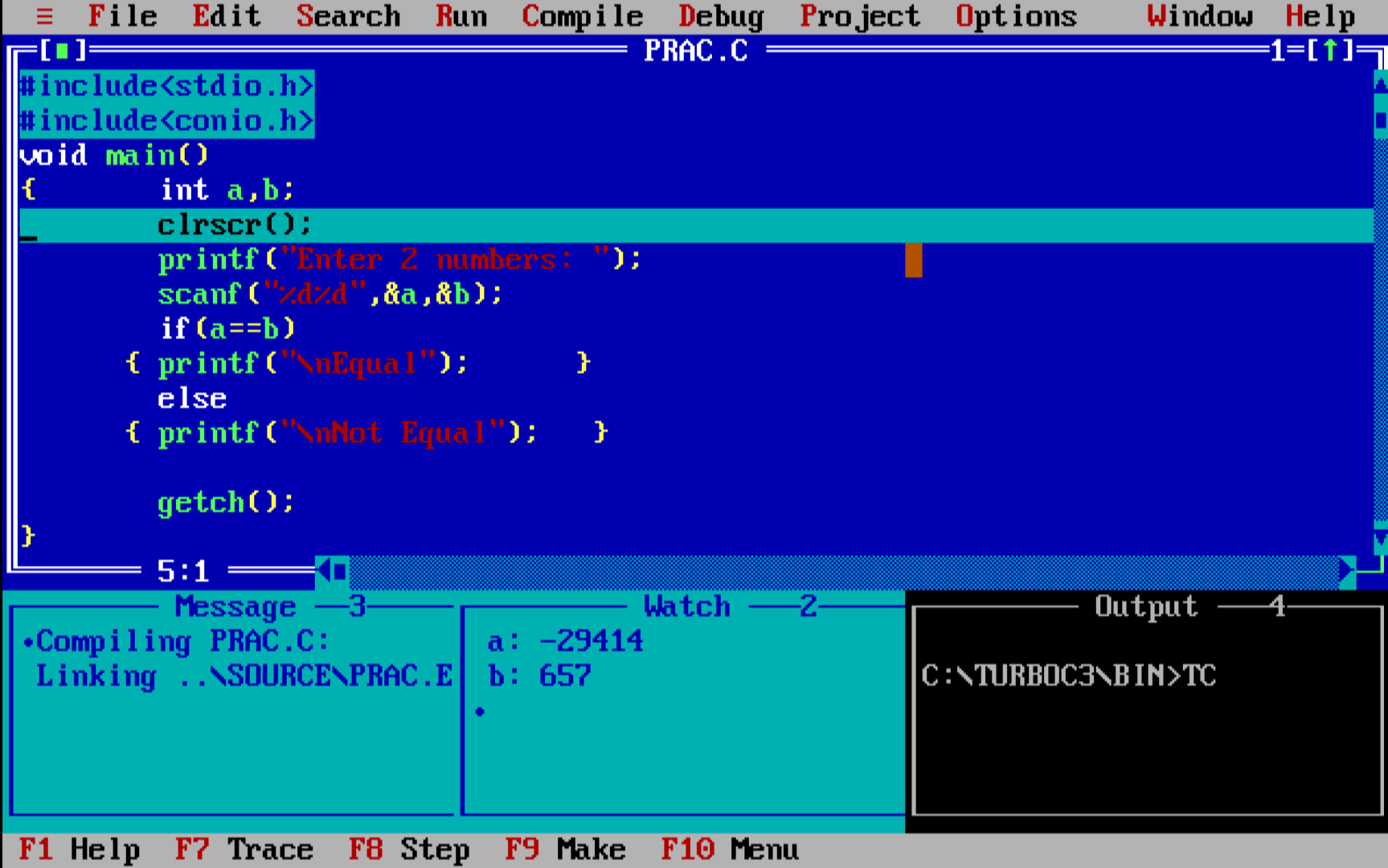 Debugging in Turbo C++ - GeeksforGeeks