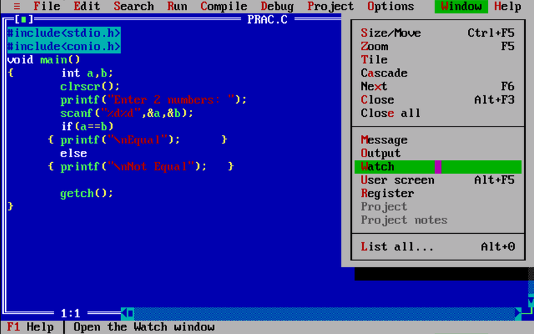 Debugging in Turbo C++ - GeeksforGeeks