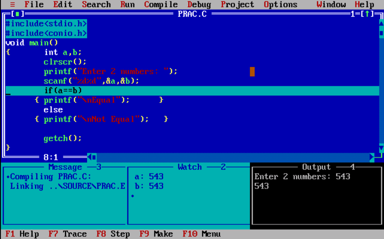 Debugging in Turbo C++ - GeeksforGeeks