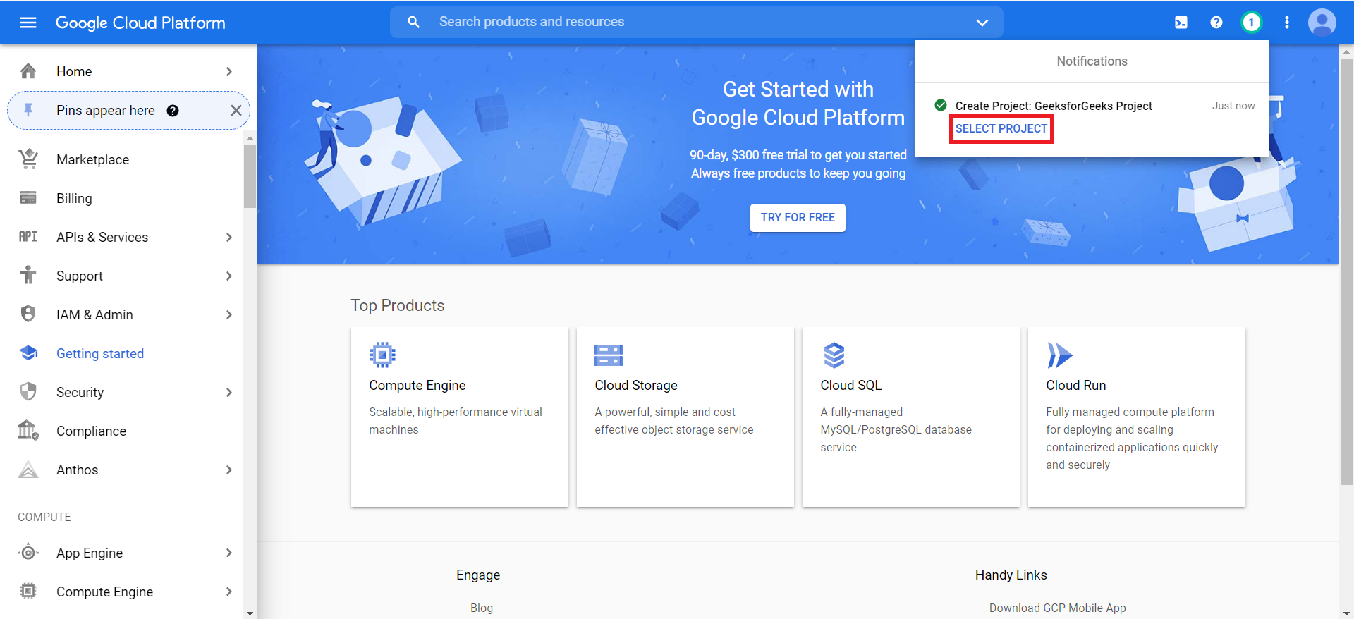 google cloud console