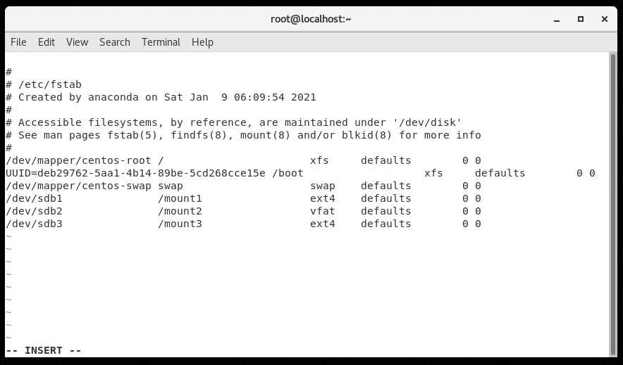 fstab(File System Table) file