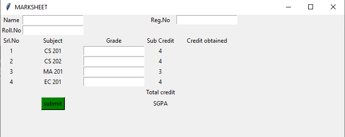 Python Create A Gui Marksheet Using Tkinter Geeksforgeeks 