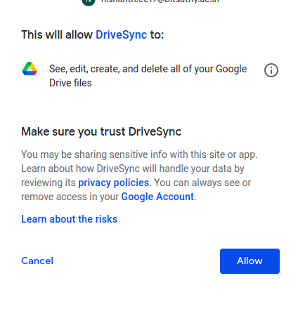 DriveSync Sync  items with Google Drive.