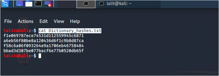 Checking the stored Hashes