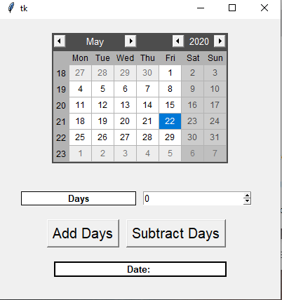 Date Calculator For Adding And Subtracting Days Using Tkinter - Python -  Geeksforgeeks