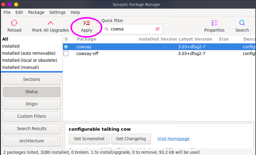 Using Synaptic Package Manager to Download a Package in Linux ...