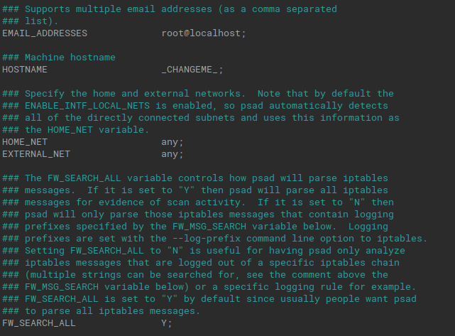 configuring PSAD: