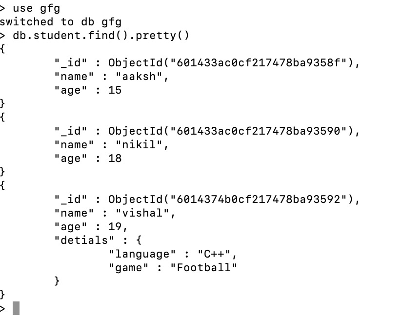 Mongodb - Check The Existence Of The Fields In The Specified Collection -  Geeksforgeeks