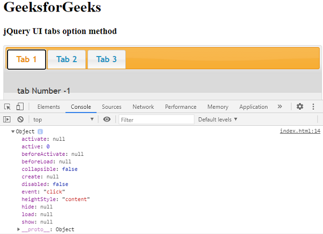 UI Tabs option() Method - GeeksforGeeks