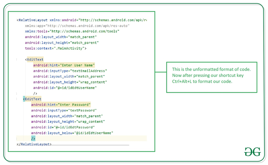 Different Ways to Format Code in Android Studio - GeeksforGeeks