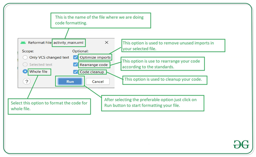 Different Ways to Format Code in Android Studio - GeeksforGeeks