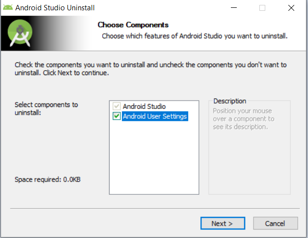 Не удается найти android studio uninstall exe