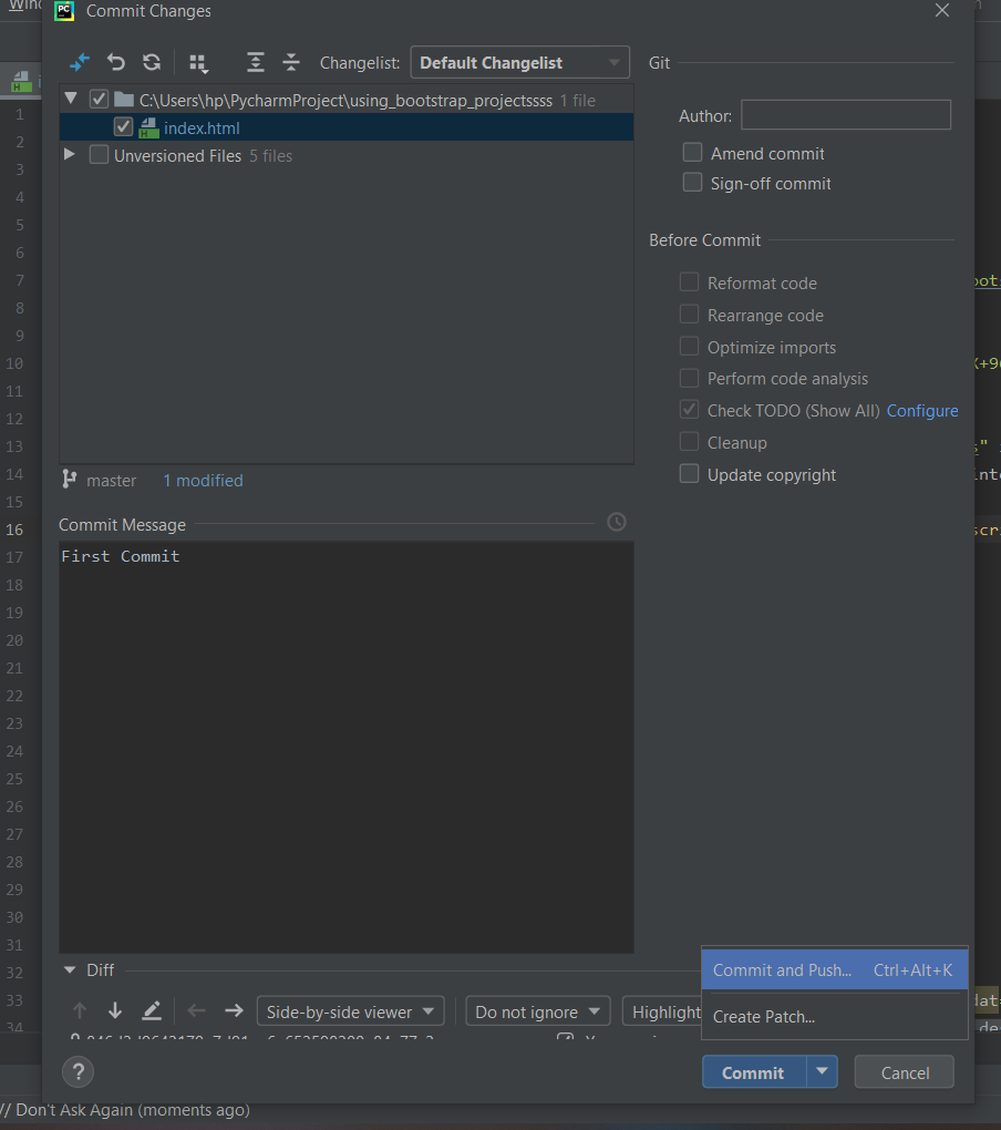 Как обновить проект на github из pycharm