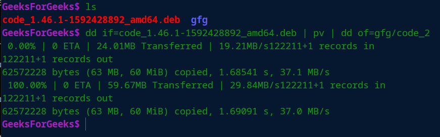 Viewing Progress Of Commands Using Pipe Viewer Tool In Linux Geeksforgeeks