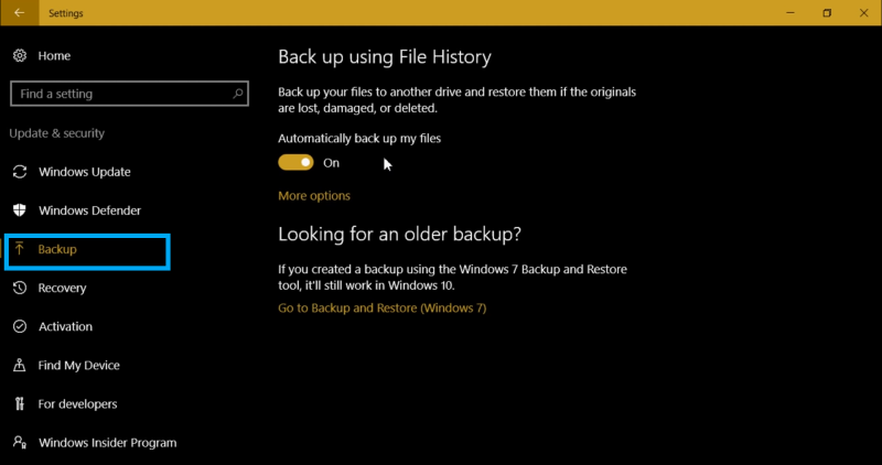 file history or backup and restore