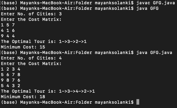 travelling salesman problem java program