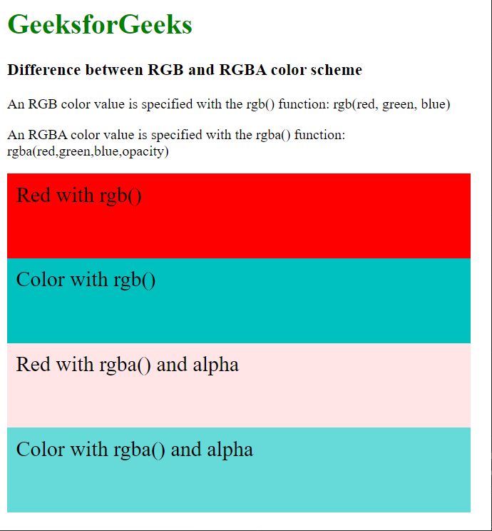 What is the color RGBA in HTML?