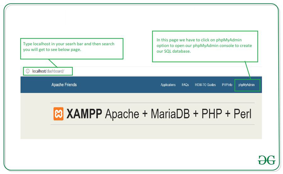 How To Create A New Database In Phpmyadmin Geeksforgeeks 9401