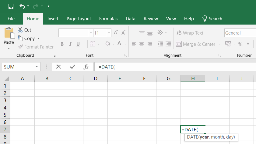 current date in excel shortcut